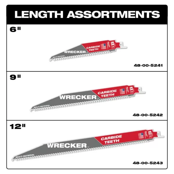 Milwaukee 6 in. 6 TPI WRECKER Carbide Teeth Multi-Material Cutting SAWZALL Reciprocating Saw Blade