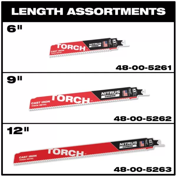 Milwaukee 12 in. 7 TPI TORCH Nitrus Carbide Teeth Metal Cutting SAWZALL Reciprocating Saw Blade