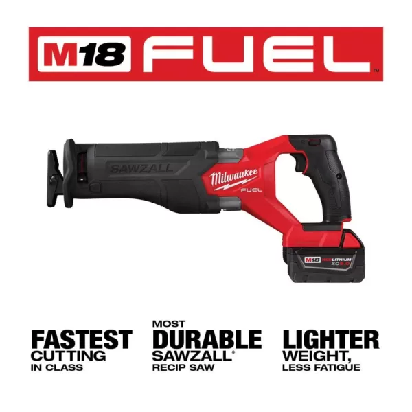 Milwaukee M18 FUEL 18-Volt Lithium-Ion Brushless Cordless SAWZALL Reciprocating Saw Kit w/Two 5.0 Ah Batteries Charger & Hard Case