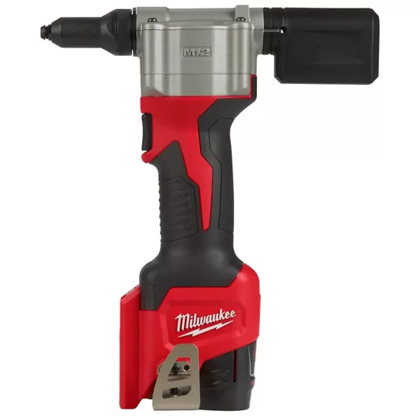 Milwaukee M12 12-Volt Lithium-Ion Cordless Rivet Tool Kit with (2) 1.5Ah Batteries and Charger and M12 Rotary Tool