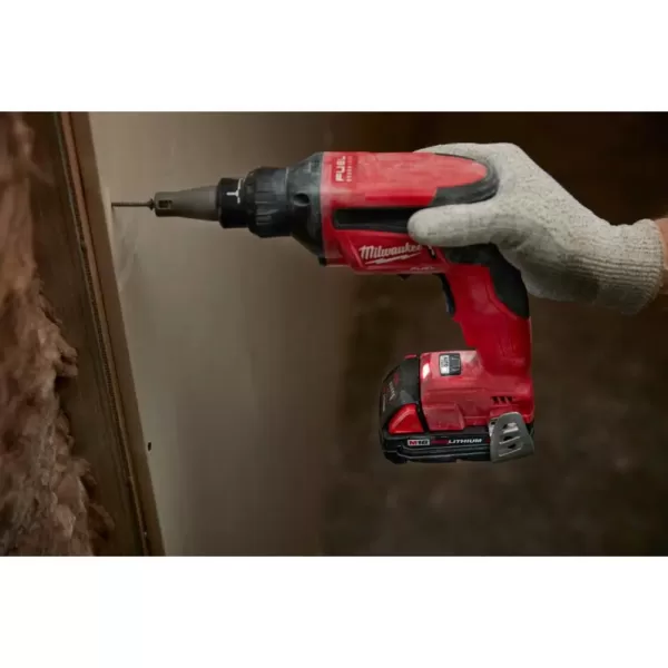 Milwaukee M18 FUEL 18-Volt Lithium-Ion Brushless Cordless Compact Drywall Screw Gun Kit w/(2) 2.0Ah Batteries, Charger, Tool Bag