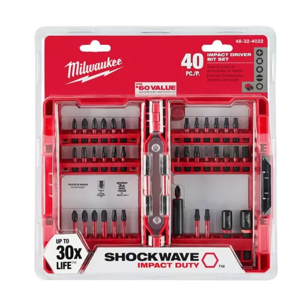 Milwaukee SHOCKWAVE IMPACT DUTY Steel Driver Bit Set (40-Piece) with Black Oxide Steel Drill Bit Set (29-Piece)