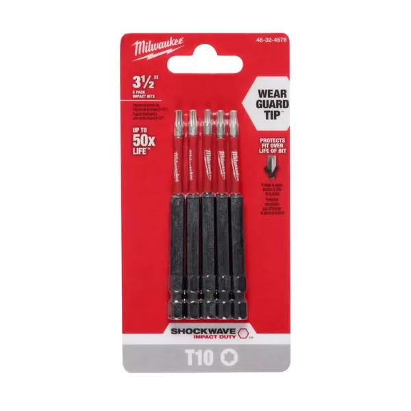 Milwaukee SHOCKWAVE Torx #10 3.5 in. Impact Duty Steel Screwdriver Bit (5-Pack)