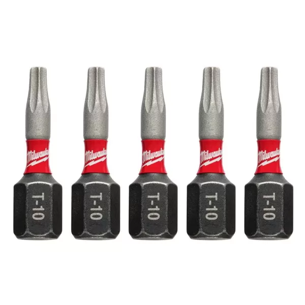 Milwaukee SHOCKWAVE Torx #10 1 in. Impact Duty Steel Screwdriver Bit (5-Pack)