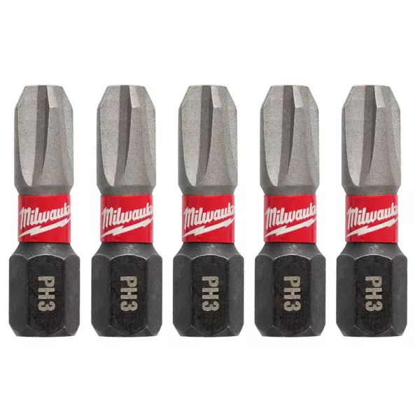 Milwaukee 1 in. #3 Philips Shockwave Impact Duty Steel Insert Bits (5-Pack)