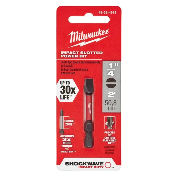 Milwaukee Shockwave Impact Duty 2 in. x 1/4 in. Slotted Power Bit