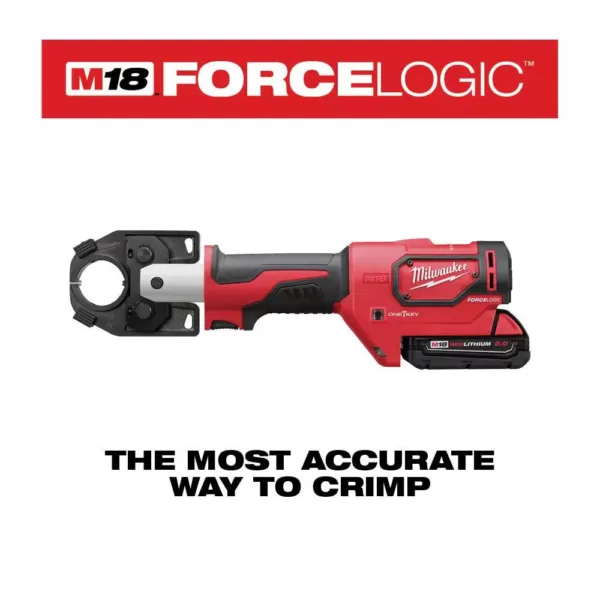 Milwaukee M18 18-Volt Lithium-Ion Cordless FORCE LOGIC 600 MCM Crimper Kit with #8 600 MCM Cu Dies