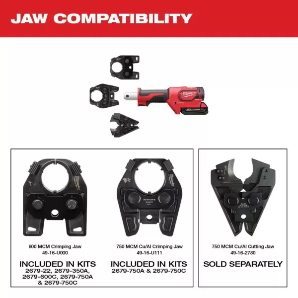 Milwaukee M18 18-Volt Lithium-Ion Cordless FORCE LOGIC 600 MCM Crimper Kit with #8 600 MCM Cu Dies