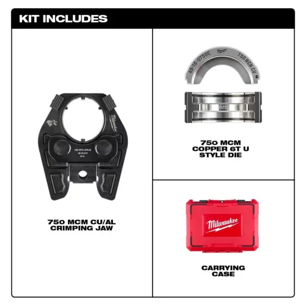 Milwaukee 750 MCM Cu/Al Crimping Jaw with 750 MCM Cu 6-Ton U Style Die