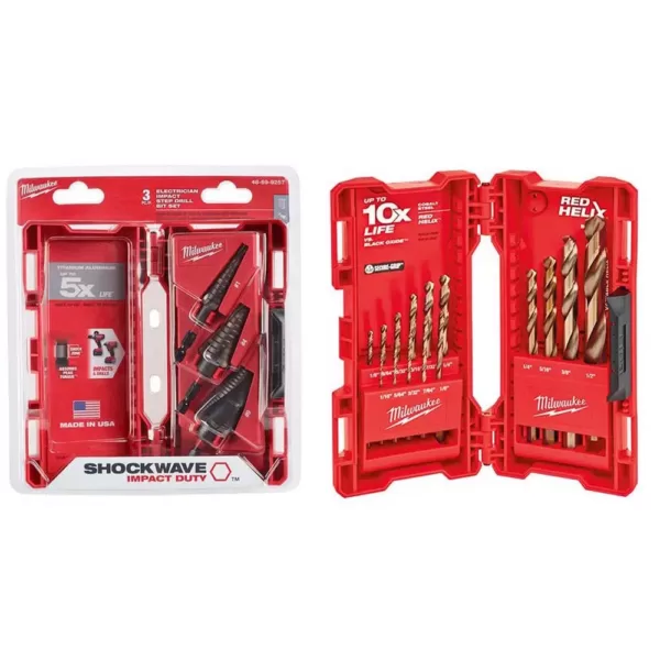 Milwaukee Titanium SHOCKWAVE Impact Duty Step Bit Kit with Cobalt Drill Bit Set (18-Piece)