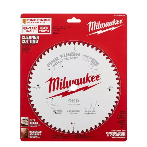 Milwaukee 8-1/2 in. x 60-Tooth Fine Finish Circular Saw Blade