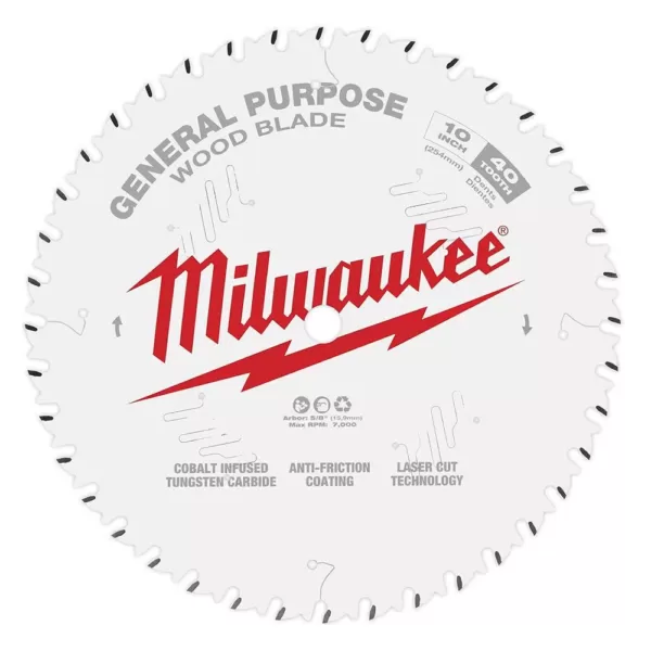 Milwaukee 10 in. x 40-Tooth General Purpose Circular Saw Blade