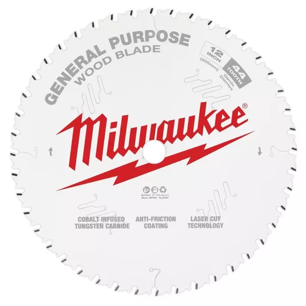 Milwaukee 12 in. x 44-Tooth and 80-Tooth Circular Saw Blade (2-Pack)