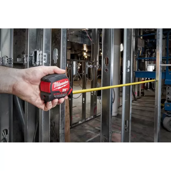 Milwaukee 25 ft. x 1.3 in. Wide Blade Magnetic Tape Measure with 17 ft. Reach