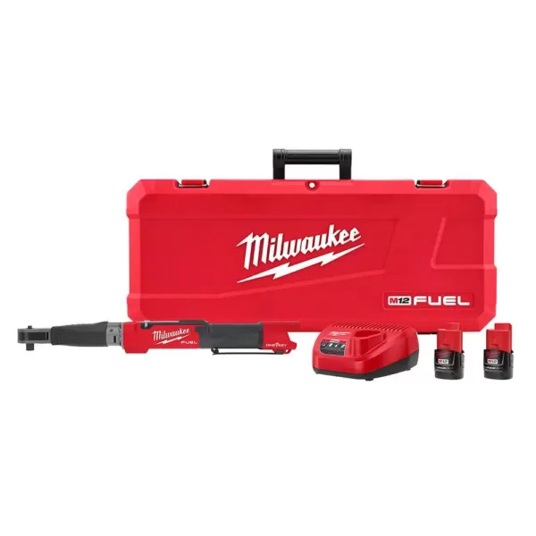 Milwaukee M12 FUEL ONE-KEY 12-Volt Lithium-Ion Brushless Cordless 1/2 in. Digital Torque Wrench Kit with Two 2.0 Ah Batteries