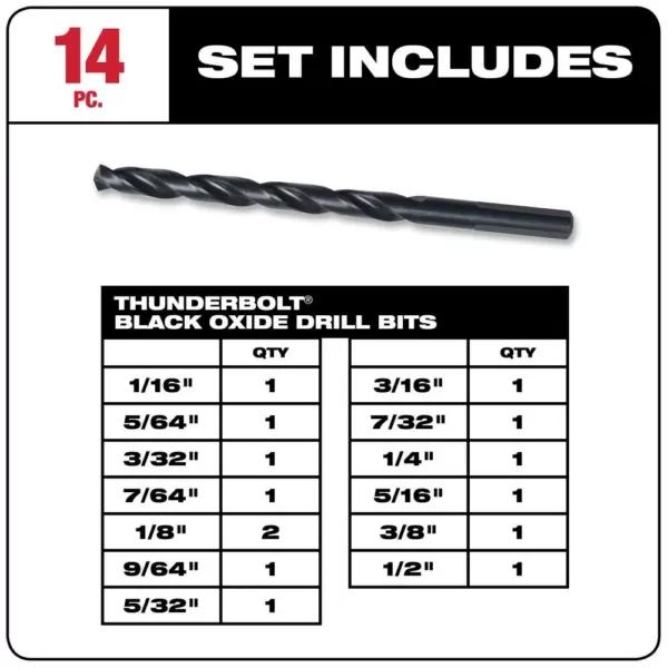 Milwaukee Black Oxide Drill Bit Set (14-Piece)