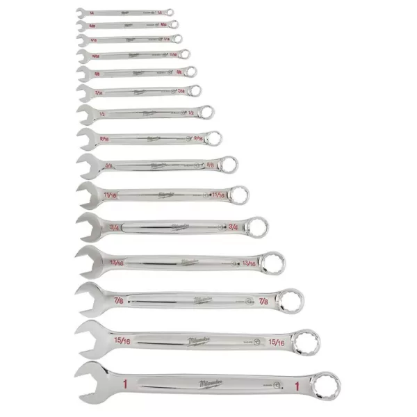 Milwaukee Combination SAE Wrench Mechanics Tool Set (15-Piece)