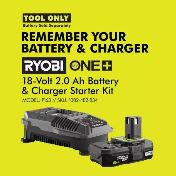 RYOBI ONE+ 18V Cordless 1/2 in. x 18 in. Belt Sander (Tool Only) with 1/2 in x 18 in. Sanding Belts (3-Pack)