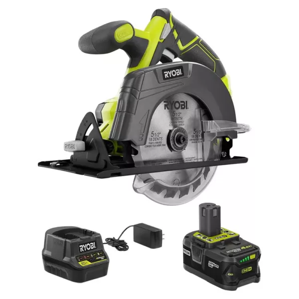 RYOBI 18-Volt ONE+ Cordless 5-1/2 in. Circular Saw with (1) 4.0 Ah Lithium-Ion Battery and 18-Volt Charger