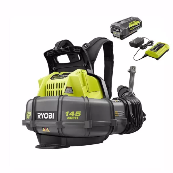 RYOBI Reconditioned 145 MPH 625 CFM 40-Volt Lithium-Ion Cordless Backpack Blower 5 Ah Battery and Charger Included