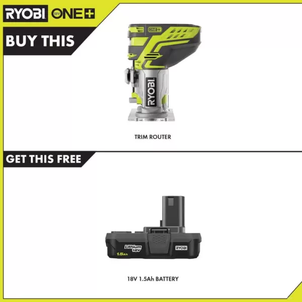 RYOBI 18-Volt ONE+ Cordless Fixed Base Trim Route with 1.5 Ah Compact Lithium-Ion Battery