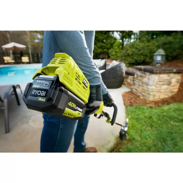 RYOBI 40-Volt Lithium-Ion Cordless Attachment Capable String Trimmer and Brushless Chainsaw w/4.0Ah Battery & Charger Included