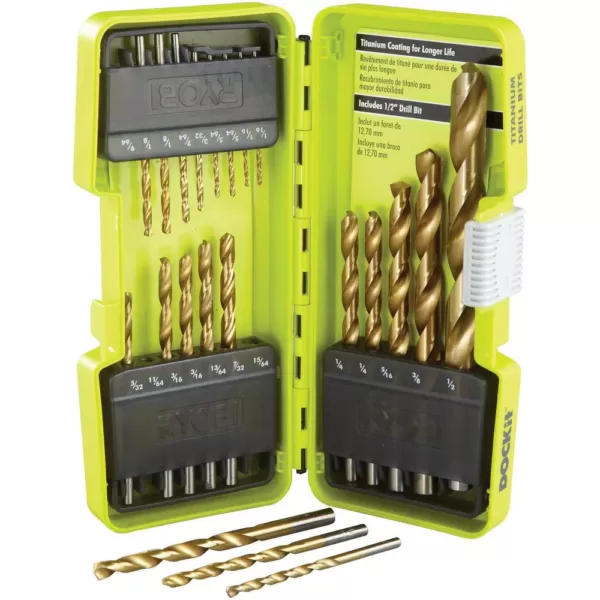 RYOBI Titanium Coated Drill Bit Set (21-Piece)