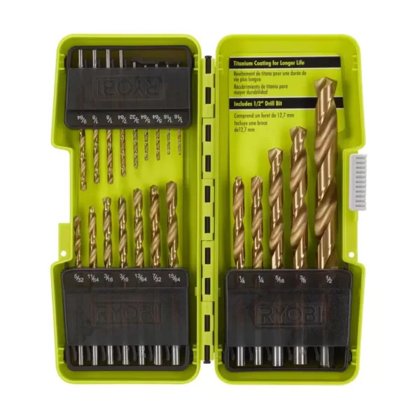 RYOBI Titanium Coated Drill Bit Set (21-Piece)