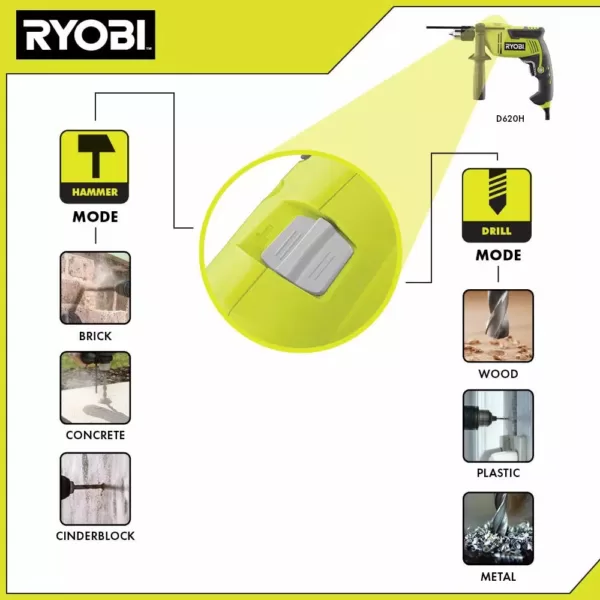 RYOBI 6.2 Amp Corded 5/8 in. Variable Speed Hammer Drill