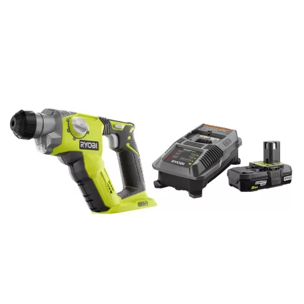 RYOBI 18-Volt ONE+ Lithium-Ion Cordless 1/2 in. SDS-Plus Rotary Hammer Drill with 2.0 Ah Battery and Charger Kit