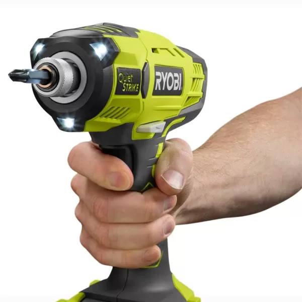 RYOBI 18-Volt ONE+ Cordless 1/4 in. Hex QuietSTRIKE Pulse Driver with Belt Clip with 2.0 Ah Battery and Charger Kit