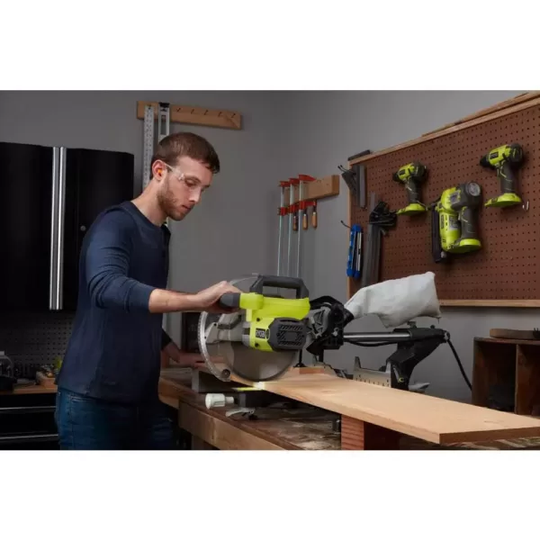 RYOBI 10 in. Sliding Miter Saw with LED and Miter Saw Stand with Tool-Less Height Adjustment