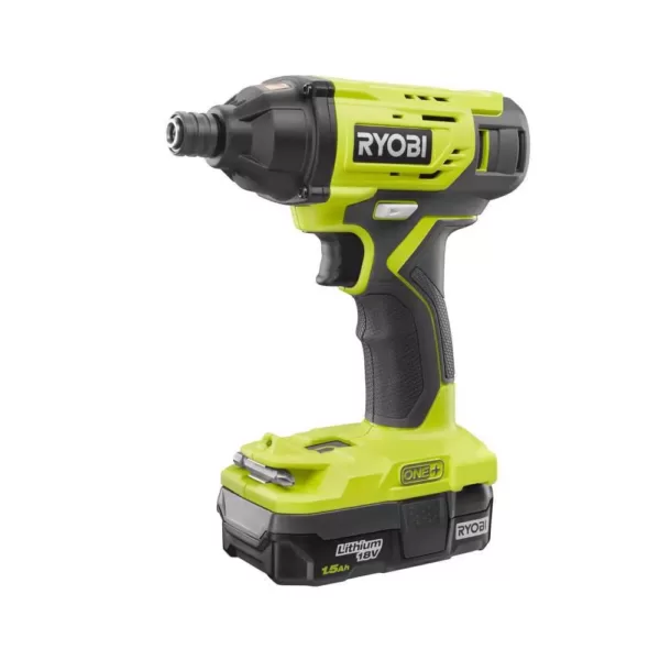 RYOBI ONE+ 18V Cordless 1/4 in. Impact Driver Kit with (2) 1.5 Ah Batteries, Charger, and Bag, with Driving Kit (70-Piece)