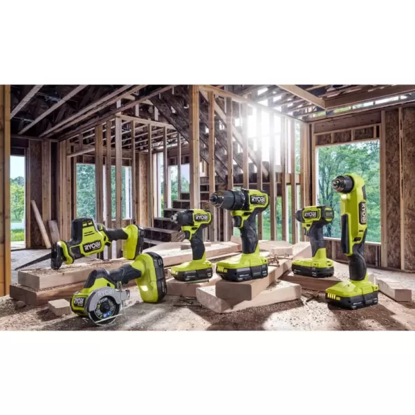 RYOBI ONE+ HP 18V Brushless Cordless Compact 3/8 in. Right Angle Drill and Compact One-Handed Reciprocating Saw (Tools Only)