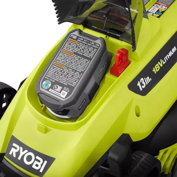 RYOBI 13 in. ONE+ 18-Volt Lithium-Ion Battery Walk Behind Push Lawn Mower & String Trimmer - 4.0 Ah Battery/Charger Included