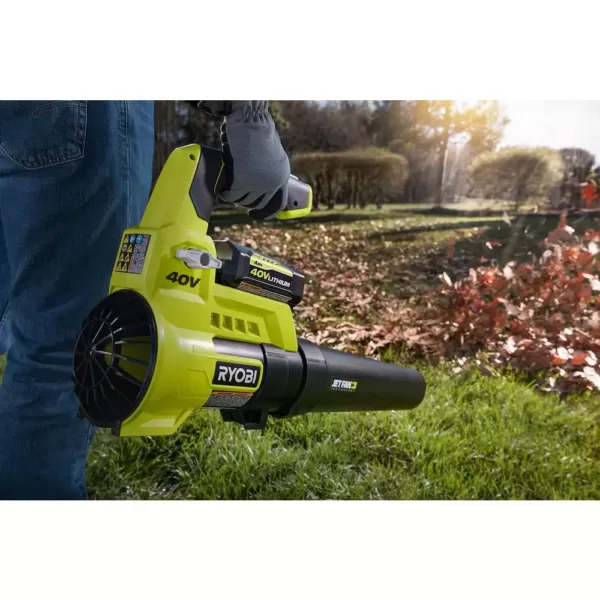 RYOBI 20 in. 40-Volt Brushless Lithium-Ion Cordless Self-Propelled Walk Behind Lawn Mower & Blower w/ 6.0 Ah Battery & Charger